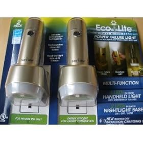 Eco-i-Lite Power failure light, Handheld light, Nightlight (2 Pack) Color Black
