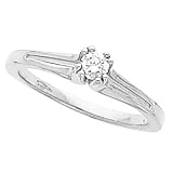 14K White Gold Diamond Solitaire Promise Ring - 0.15 Ct.