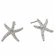Small Silvertone Starfish Crystal and Rhinestone Stud Earrings Fashion Jewelry