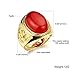 OPK Jewelry Vintage Red/Black/Green Oval Agate 18k Gold Plated Mens Ring Luxury Mens Gold Jewelry, Adjustable