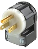 Leviton 5266-CA 15 Amp, 125 Volt, Angle Plug, Straight Blade, Industrial Grade, Grounding, Black-White
