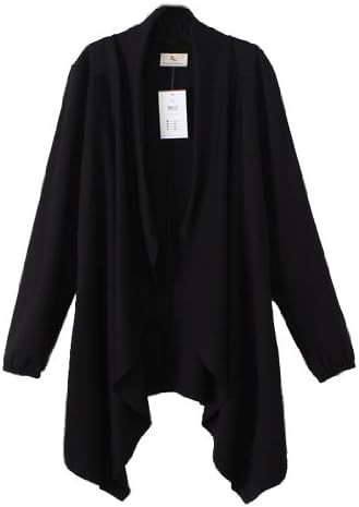 Women's Slim Fit Long Sleeve Long Coat Plus Size SHTG25(Black,One Size)