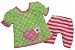 2 tlg. Set Puppenkleidung Shirt mit Hose Punkte grün Gr. 28 - 33 cm grün rosa Blume