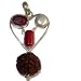 Ruby Pendant 08 Pearl Red Coral White Rudraksha Seed Silver Heart 2.5"