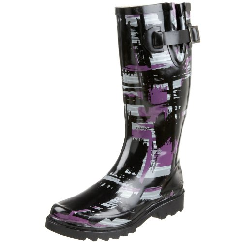 Chooka Women's Abstraction Rain Boot,Black,7 M US