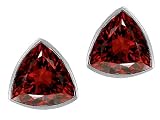 1.80 cts Genuine Trillion Garnet Earring Studs - 14kt White or Yellow Gold