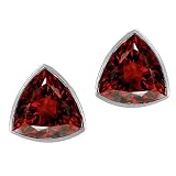 1.80 cttw Genuine Trillion Garnet Earring Studs - 14kt White or Yellow Gold