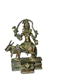 Lord Mahadev Shiva Statue Sitting on Nandi Brass Sculpture 8" India
