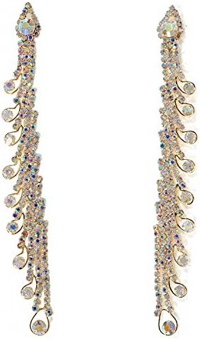 Greatmate Gold Aurora Borealis Chandelier Long Rhinestone Dangle Earring