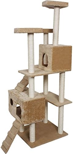 My1stPet Cat Tower Tree with Condo House Scratcher Post, 72"/Large, Beige
