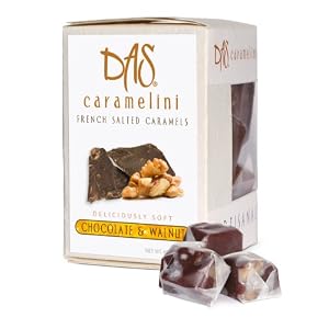 All Natural Fleur de Sel Caramels- Chocolate and Walnut, 4 Oz Box by Das Caramelini