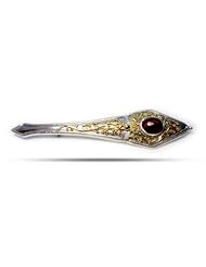 Sterling Silver & 18K Gold Byzantine Style Pink Tourmaline Brooch Pin