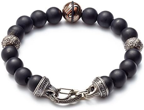 William Henry Men's 8.5 Inch Silver and Mokume Gane BB3 M Beaded Bracelet