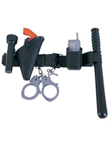 Police Officer's Belt with Baton, Phone, Handcuff, Keys, Gun and Flashlight, size: Children