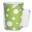 Green & White Polka Dot 18 oz Insulated Coffee Mug, Clear