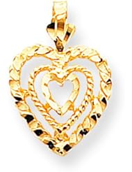 10K Yellow Gold Triple Heart Charm Jewelry FindingKing