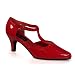 3 Inch Women's Comfortable Shoes Block Heel D'Orsay Dance Shoes T-Strap Red Patent