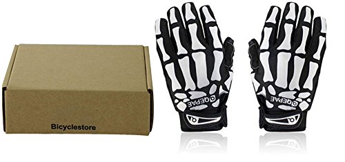 BicycleStoreÂ® Men Women Slip-Resistant Bone Skeleton Racing Riding Cycling Full Finger Gloves Bicycle Bike Sports Skull Glove Plus Size M L XL (L)