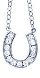 Platinum Plated Sterling Silver Cubic Zirconia Channel-Set Horseshoe Pendant, 18