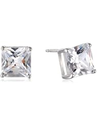 Sterling Silver Square Princess Cut Diamond Simulant (3.6 cttw) Stud Earrings