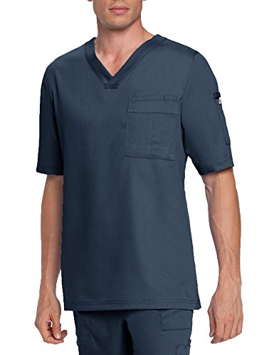 Grey's Anatomy Men's 3 V-Neck Scrub Top, Steel, Medium