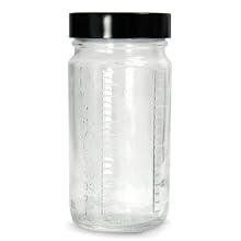 Qorpak Clear Glass Graduated Medium Round Bottle with Black Phenolic Polyseal Cone Lined Cap