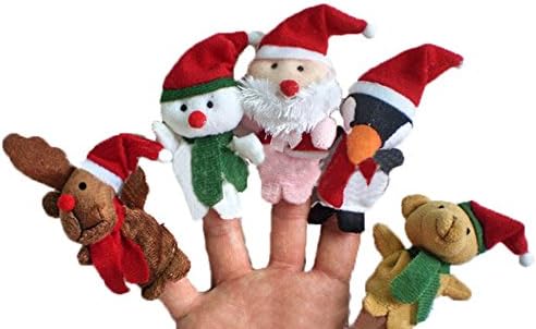 MOLITONG Children Kids Educational Story Christmas Santa and Deers Finger Puppet Hand Toys Series Pack of 5