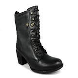 Hush Puppies Hereford Womens Leather Ankle Boots Ladies Victorian Heel - Black