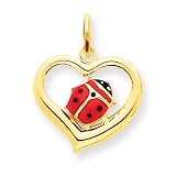 14k Enameled Ladybug in Heart Charm