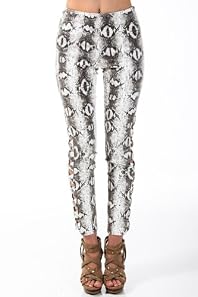 Scale Print Revealing Legs Pants in White and Black