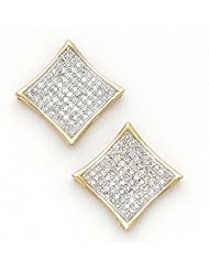 Solid 14K Yellow Gold .33 Carat Micro Pavé Genuine Diamond Earrings
