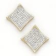 Solid 14K Yellow Gold .33 Carat Micro Pav&eacute; Genuine Diamond Earrings
