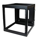 StarTech.com 12U 22-Inch Hinged Open Frame Rack Cabinet Wallmount Server Rack Components RK1219WALLOH, Black