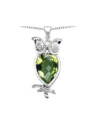 Original Star K (tm) Good Luck Owl Pendant with Pear Shape Stone