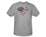 Superman - All American Shield Slim Fit Adult T-Shirt In Heather, Size: Large, Color: Heather