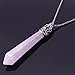 Natural Hexagonal Pile Gemstone Crystal Pendant Necklace, Stainless Steel Chain, Unisex, Power Healing Chakra