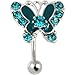 Top Drop Blue Zircon Bijou Butterfly Belly Ring title=