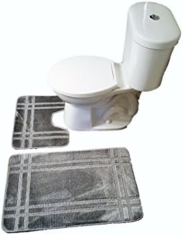 2 Piece Twist Bathmat Washroom Mat Set Egyptian Comfort Plus Bathroom Carpet set (grey)