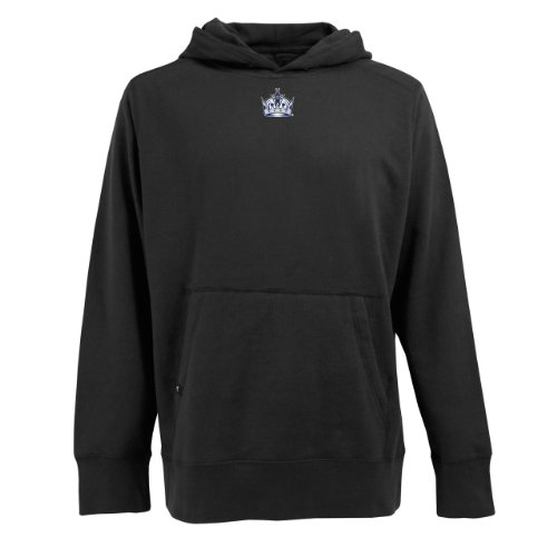 Antigua Men's NHL Los Angeles Kings Impact Desert Dry Long Sleeve Polo, Black, Large