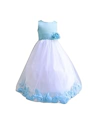 Girls Tea Length Flower-Girl Dress  With a Sash 
