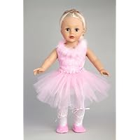 Pink Swan - Pink Ballerina Outfit includes Leotard, Tutu, Tights and Ballet Shoes; fits 18 inch American Girl dolls.