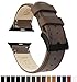 Barton Leather Watch Bands Compatible with All Apple Watch Models - Black Buckle 42mm Saddle Leather & Stitching