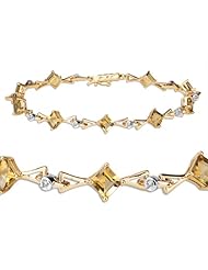 10k Yellow Gold 2.56 ctw Square Citrine Diamond Geometric Gemstone Bracelet