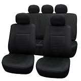Airbag Compatible Car Seat Cover Full Set Front Airbags Ready & Rear Split 40/60 Solid Black Fb060 115