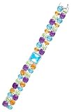 14k White 13x13 mm Blue Topaz and Diamond Bracelet - 7 Inch