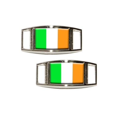 Ireland Irish Flag Shoe Sneaker Shoelace Charm Rectangular Decoration - Set of 2