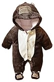 (ラボーグ)La vogue 新生児 ベビー服 綿服 コスチューム 衣装 足つきとフード付 長袖 子供用 着ぐるみ 赤ちゃん もこもこ カバーオール 可愛い 68 サル柄 ブラウン