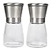 Stainless Steel Salt and Pepper Grinder Set /Brushed Stainless Steel Pepper Mill and Salt Mill, Glass Body, Adjustable Ceramic Rotor …