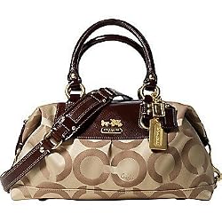 Coach Op Art Signature Sabrina Satchel Duffle Bag Tote 12947 Khaki Gold