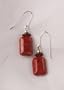 Coral and Golden Horn Dangle Earrings